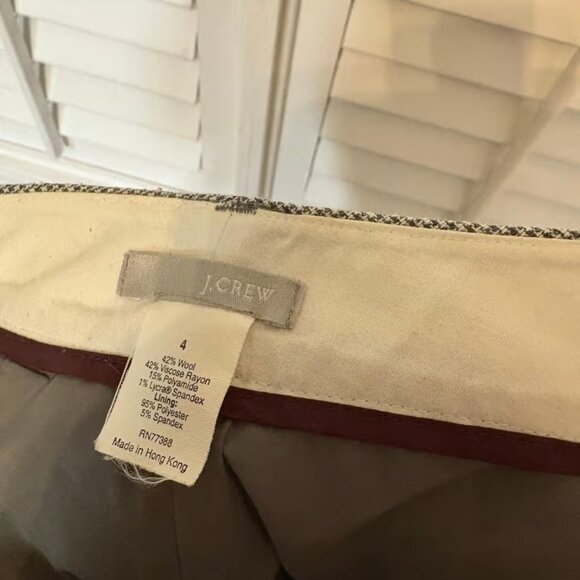 J. Crew Gray and White Houndstooth Print Wool Blend Dress Pants Size 4 - Picture 7 of 7